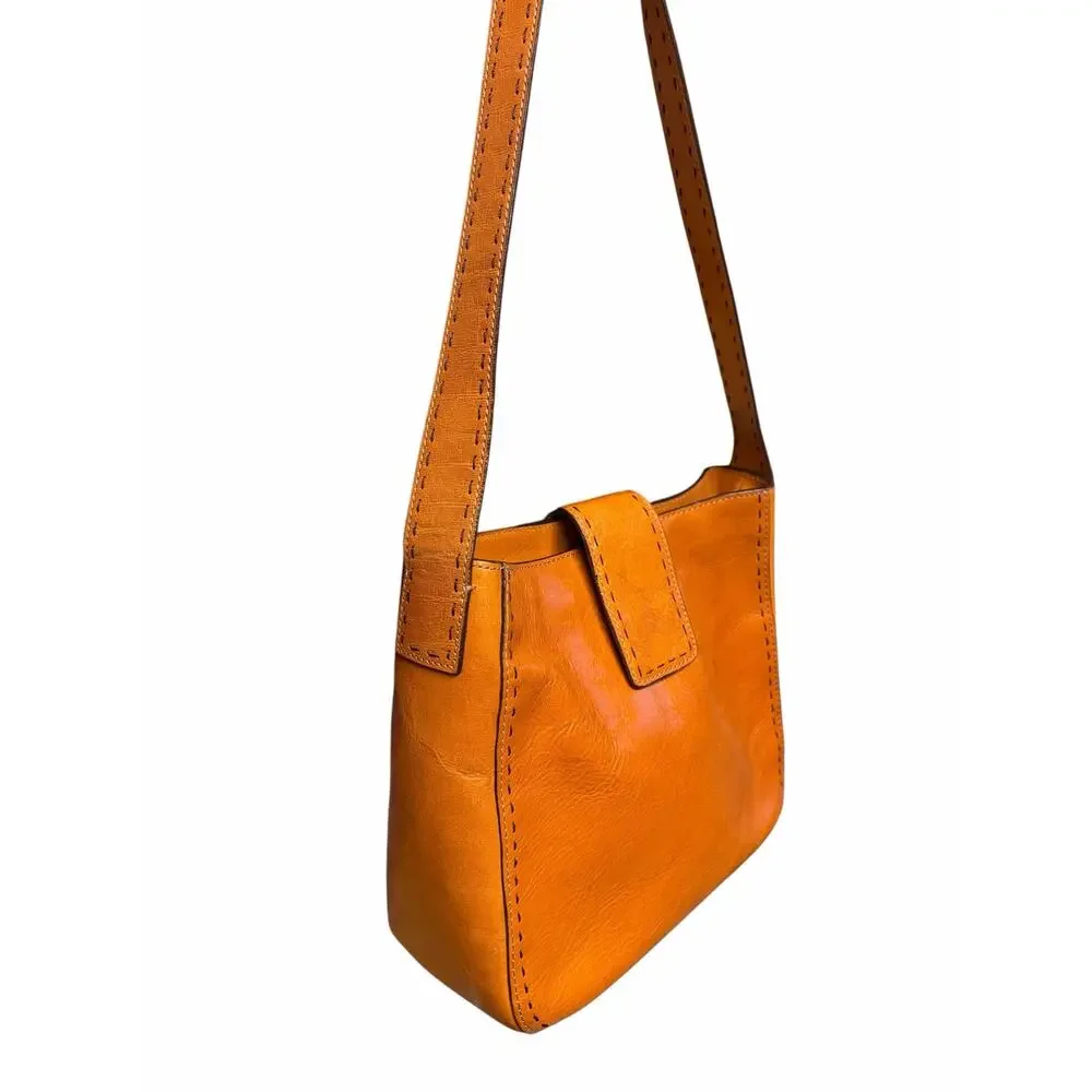 Vintage Fossil Women’s Cognac Leather Shoulder Bag Brown Purse